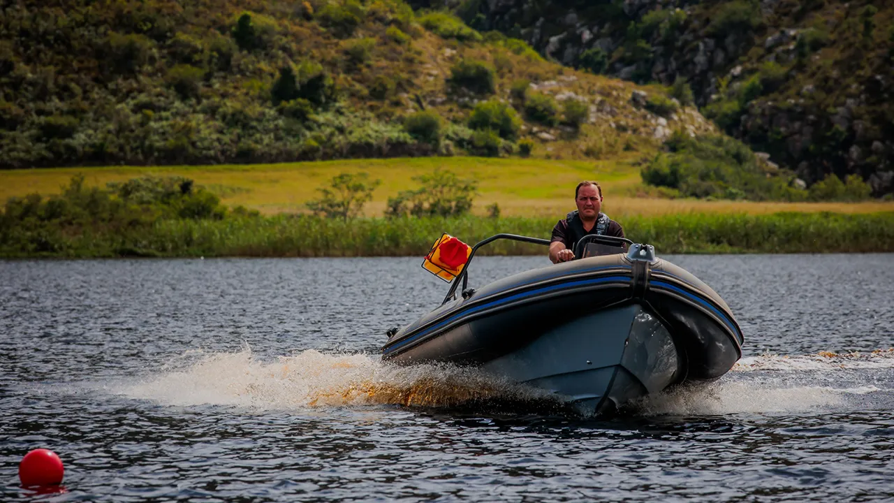 Racing inflatable boat from the front